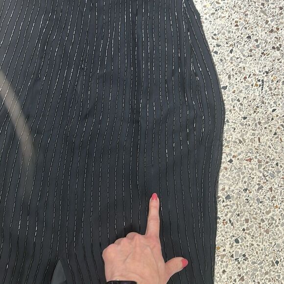 Lillie Rubin silk black beaded gown dress maxi dress 6 - Picture 9 of 10